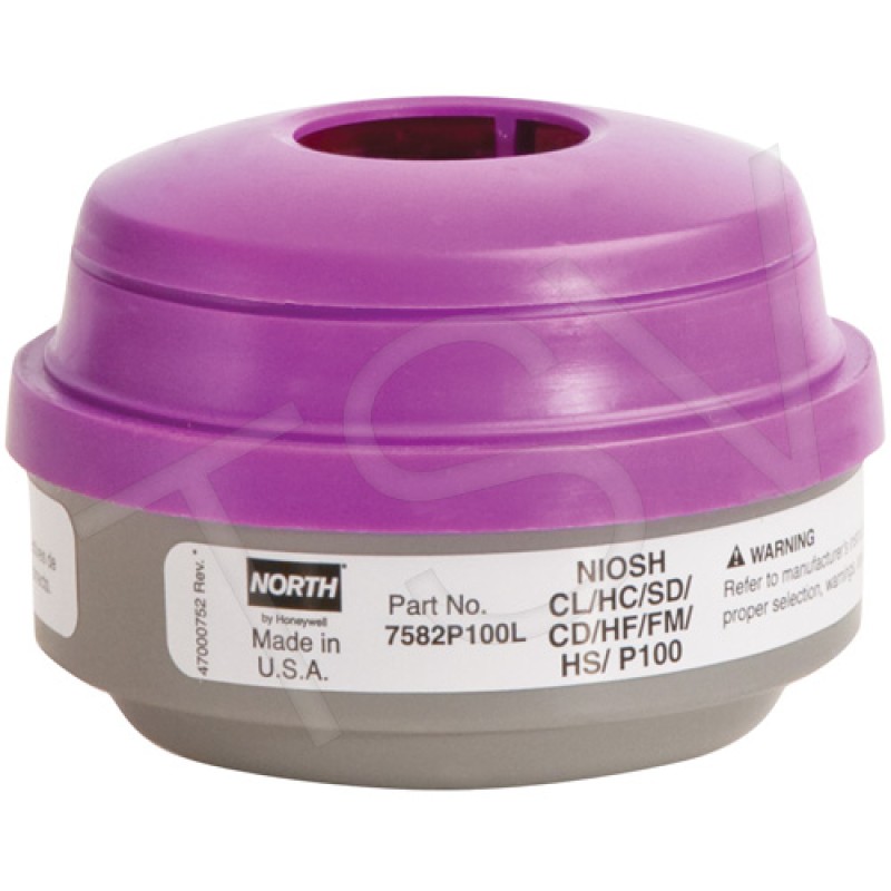 N-Series Combination Gas/Vapour/P100 Filter Respirator Cartridges North 7582P100L