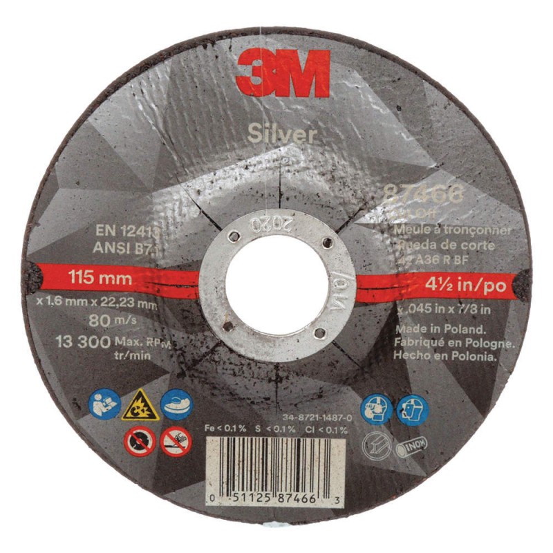 Silver 3M Cut Off Type 27 (Depressed Center) 4-1/2 x .045 AB87466 General Purpose