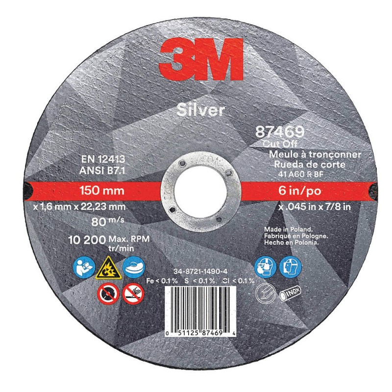 Silver 3M Cut Off Type 1 (Flat) 6 x .045 AB87469 for General Purpose
