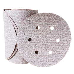 Sanding Disc 6" Diameter 6 Hole Pattern PSA Sticky Back Premier Red Aluminum Oxide 100 Grit Carborundum 15316