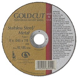 Cut Off Type 1 (Flat) 6 X .045 X 7/8 Gold Cut for Steel & Stainless Steel Carborundum 63954
