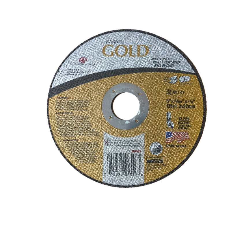 Cut Off Type 1 (Flat) 5 x 3/64 x 7/8 Gold Cut for Steel & Stainless Steel Carborundum 07352