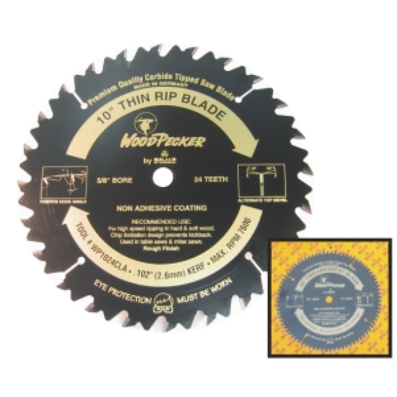 Dimar Woodpecker 10" X 24 Tooth ATB Thin Kerf with Chip Limiter 5/8" bore