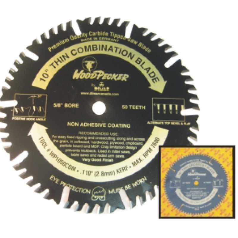Dimar Woodpecker 10" X 50 Tooth COM Thin Kerf Combination 5/8" bore
