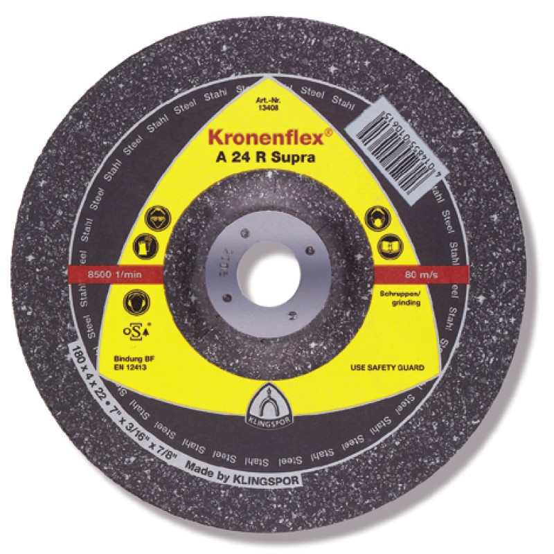 Grinding Disc Type 27 (Depressed Center) 6" x 1/4" (6mm) x 7/8" A24R for General Use Klingspor 13403