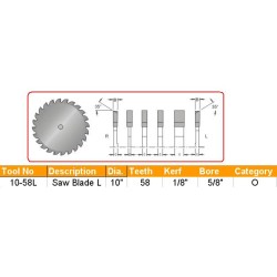 Dado Blade 10" X 58 Teeth Lh Dimar 10-58L