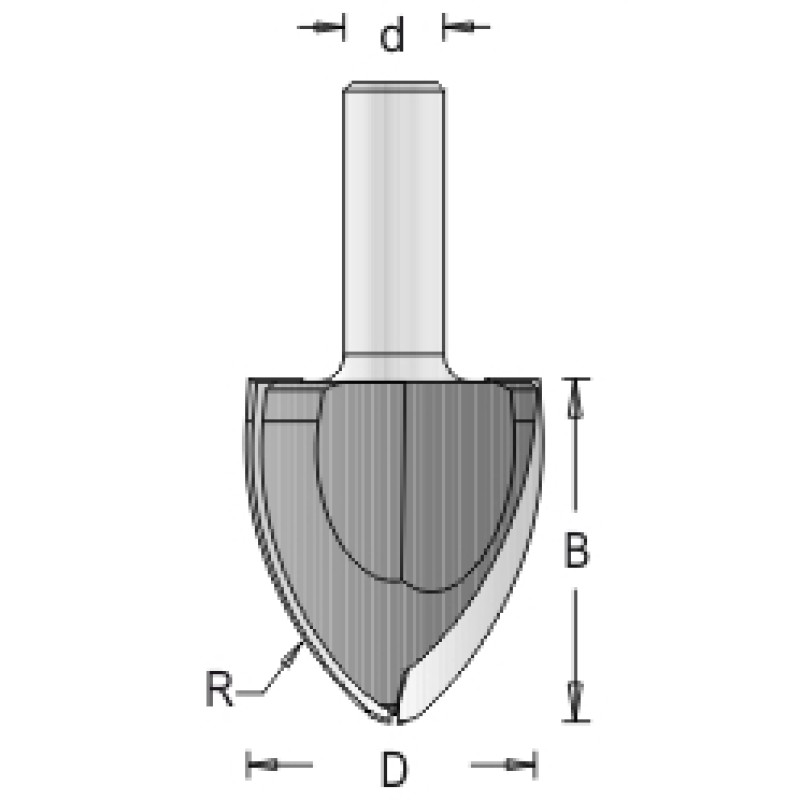 112ROV8-50 Large Radius Ovolo Bit 2 Flute 1-3/4" Cutting Height 1/2" Shank