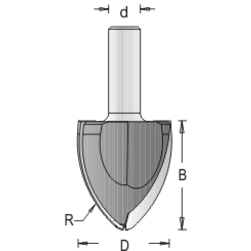 112ROV8-70 Large Radius Ovolo Bit 2 Flute 2-3/16" Cutting Height 1/2" Shank