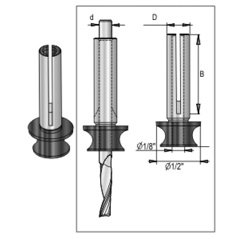 Adapter For Bits 1/8" Shank To 1/4" Dimar 1927124