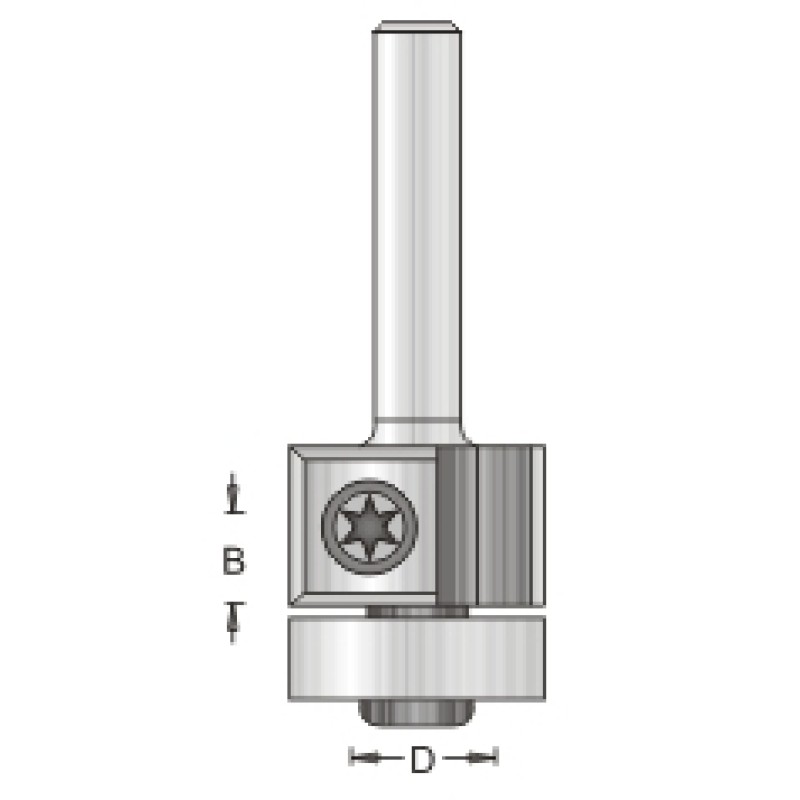 1RL4-19 Flush Trim Bit 3/4" (19mm) Diameter 2-3/4" Length 1/4" Shank