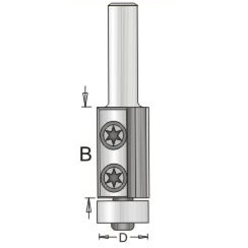 1RL8-19 Replaceable Flush Trim Bit 3/4" (19mm) Diameter 30mm Length 1/2" Shank L30 Knife
