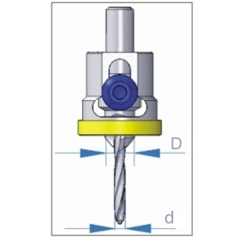 Carbide Tipped Countersink + 1/8" Drill + Stopper Dimar 200-CT-3A