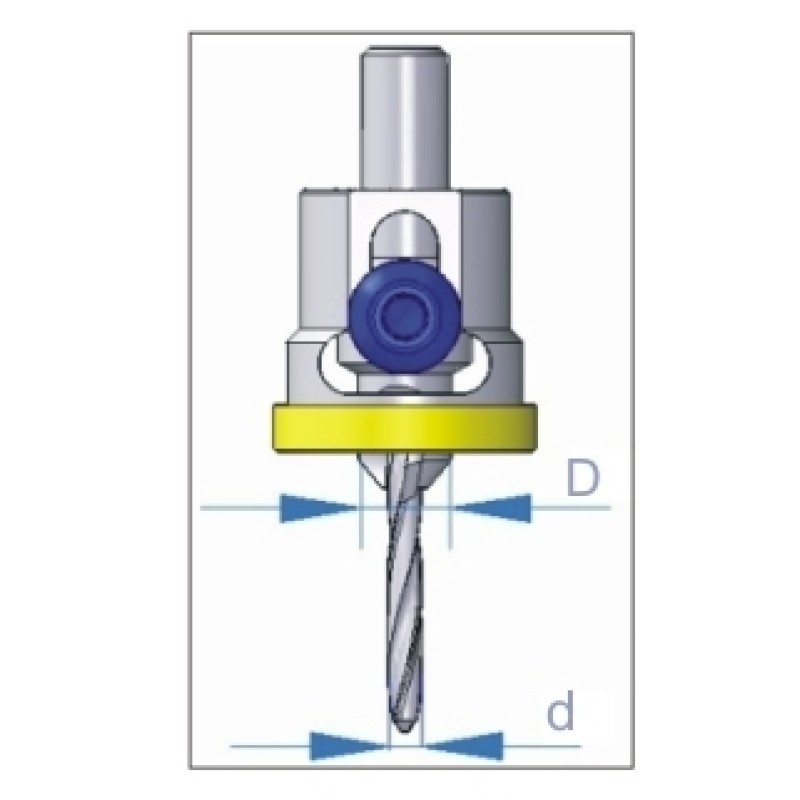 Carbide Tipped Countersink+3/16 Drill + Stopper Dimar 200-CT-5BA