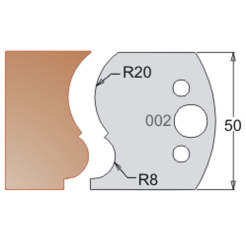 #002 50mm Knives For MPC Multi Profile Cutter (Set of 2) Dimar 3300250