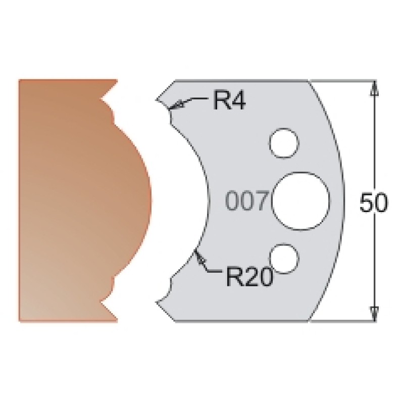 #007 50mm Knives For MPC Multi Profile Cutter (Set of 2) Dimar 3300750