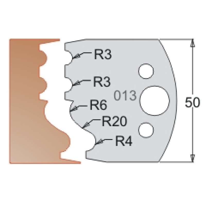 #013 50mm Knives For MPC Multi Profile Cutter (Set of 2) Dimar 3301350