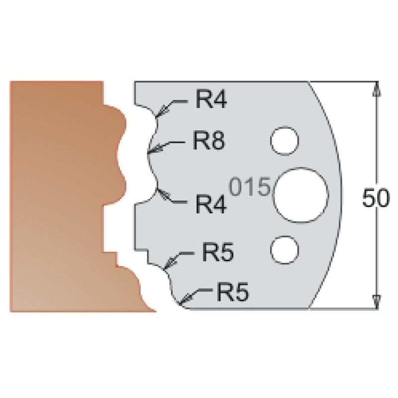 #015 50mm Knives For MPC Multi Profile Cutter (Set of 2) Dimar 3301550