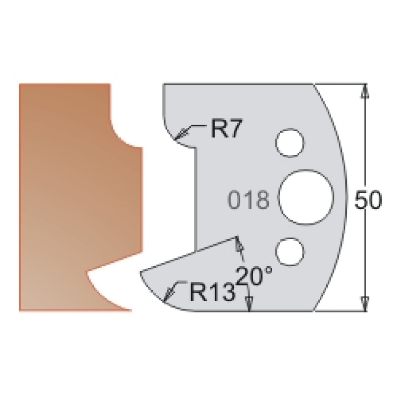 #018 50mm Knives For MPC Multi Profile Cutter (Set of 2) Dimar 3301850