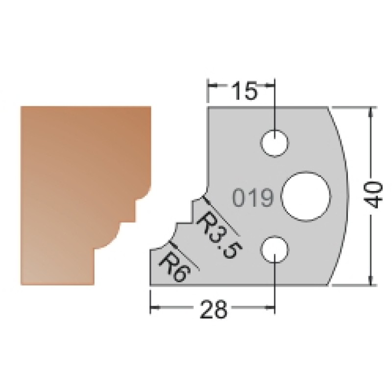 #019 40mm Knives For MPC Multi Profile Cutter (Set of 2) Dimar 3301940
