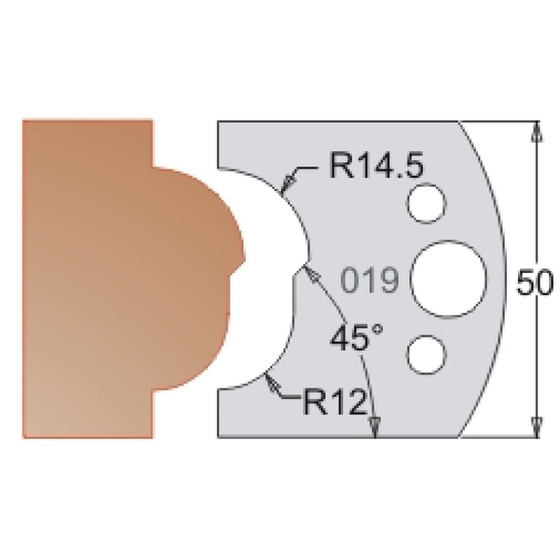 #019 50mm Knives For MPC Multi Profile Cutter (Set of 2) Dimar 3301950