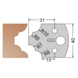 #022 40mm Knives For MPC Multi Profile Cutter (Set of 2) Dimar 3302240