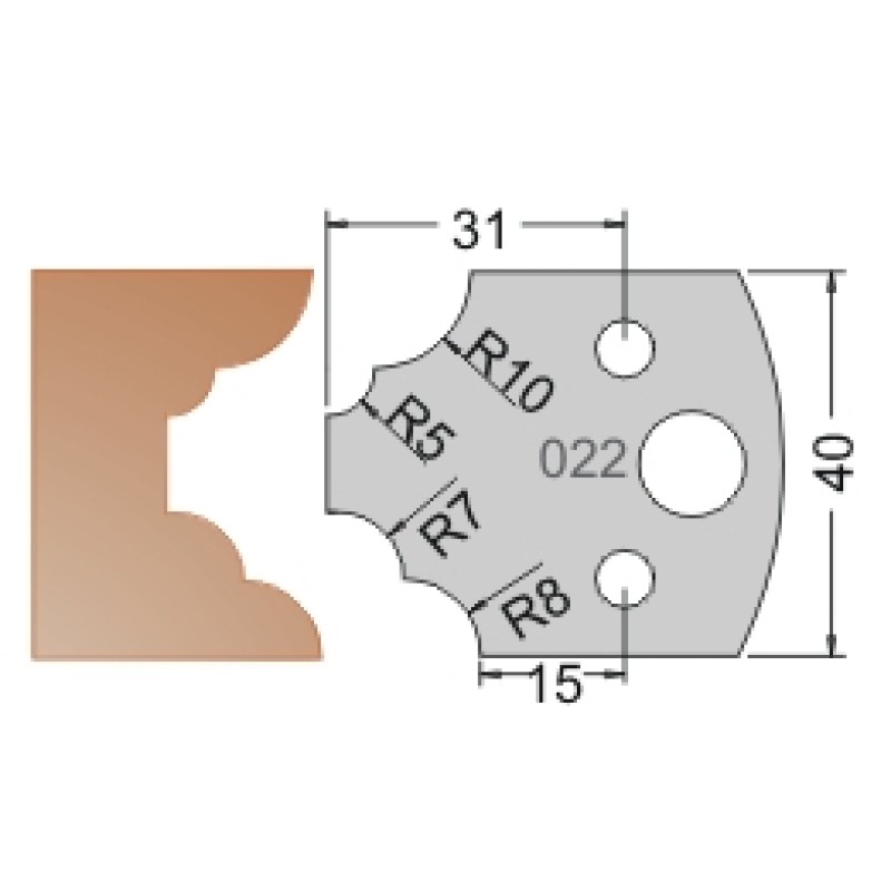 #022 40mm Knives For MPC Multi Profile Cutter (Set of 2) Dimar 3302240