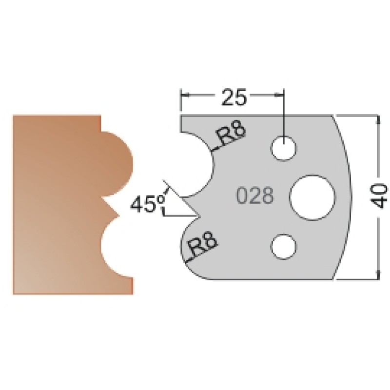 #028 40mm Knives For MPC Multi Profile Cutter (Set of 2) Dimar 3302840