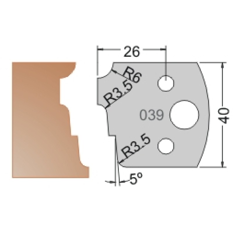 #039 40mm Knives For MPC Multi Profile Cutter (Set of 2) Dimar 3303940