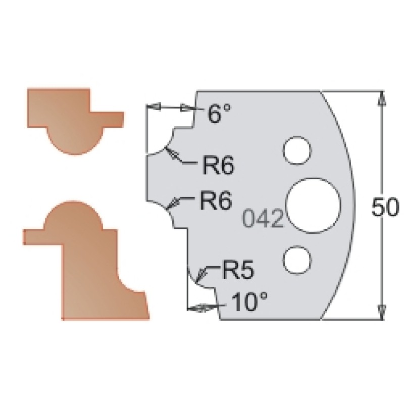 #042 50mm Knives For MPC Multi Profile Cutter (Set of 2) Dimar 3304250