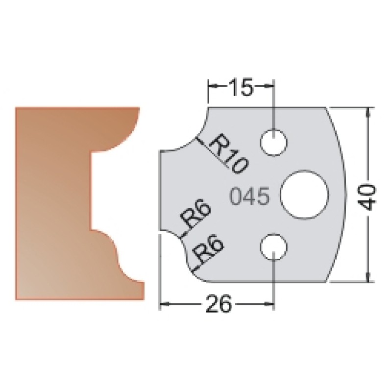 #045 40mm Knives For MPC Multi Profile Cutter (Set of 2) Dimar 3304540