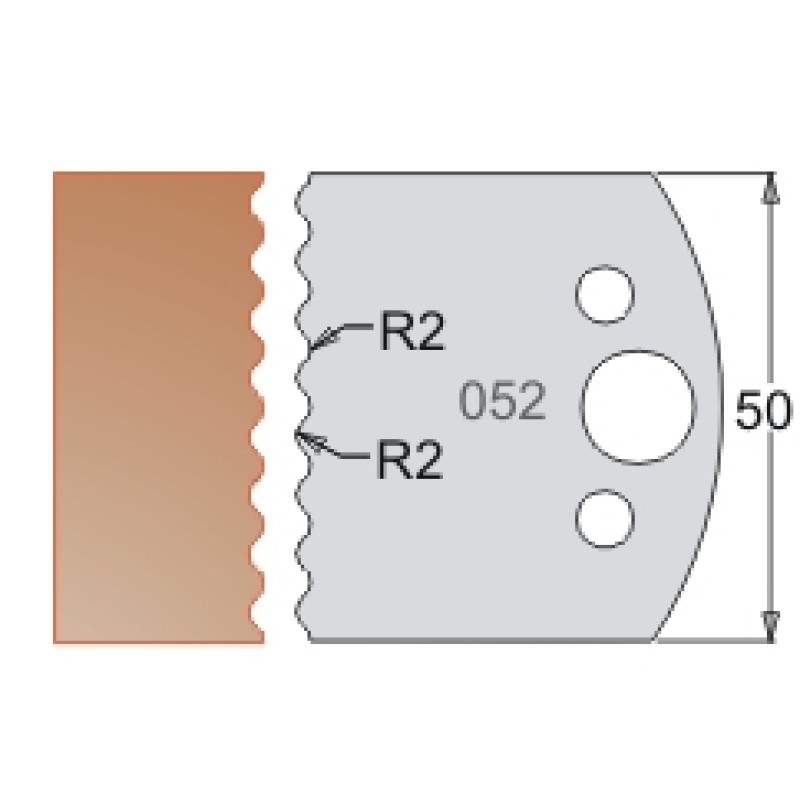 #052 50mm Knives For MPC Multi Profile Cutter (Set of 2) Dimar 3305250