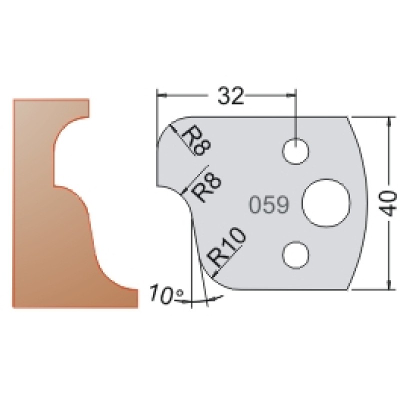 #059 40mm Knives For MPC Multi Profile Cutter (Set of 2) Dimar 3305940