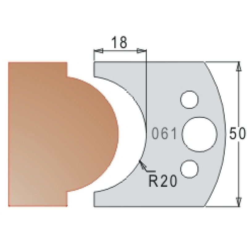 #061 50mm Knives For MPC Multi Profile Cutter (Set of 2) Dimar 3306150