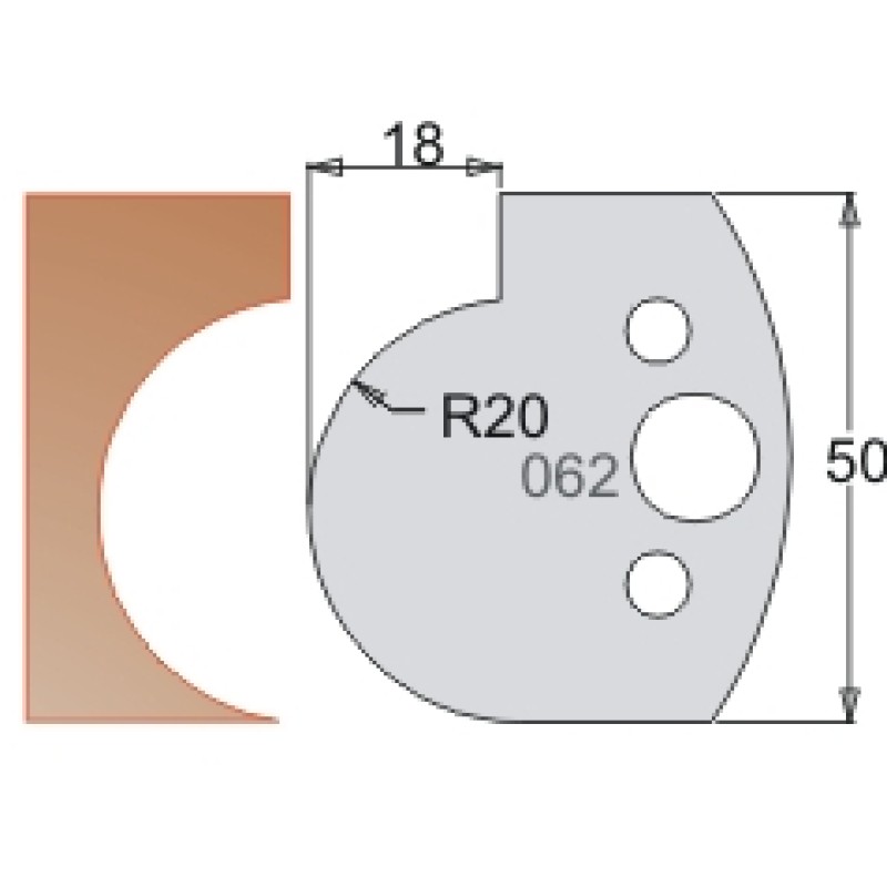 #062 50mm Knives For MPC Multi Profile Cutter (Set of 2) Dimar 3306250