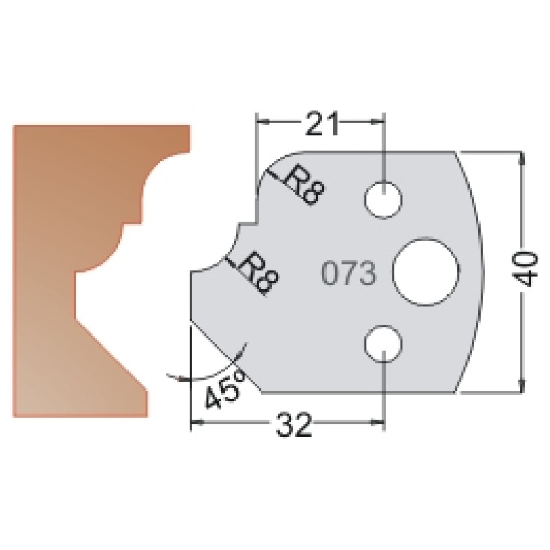 #073 40mm Knives For MPC Multi Profile Cutter (Set of 2) Dimar 3307340