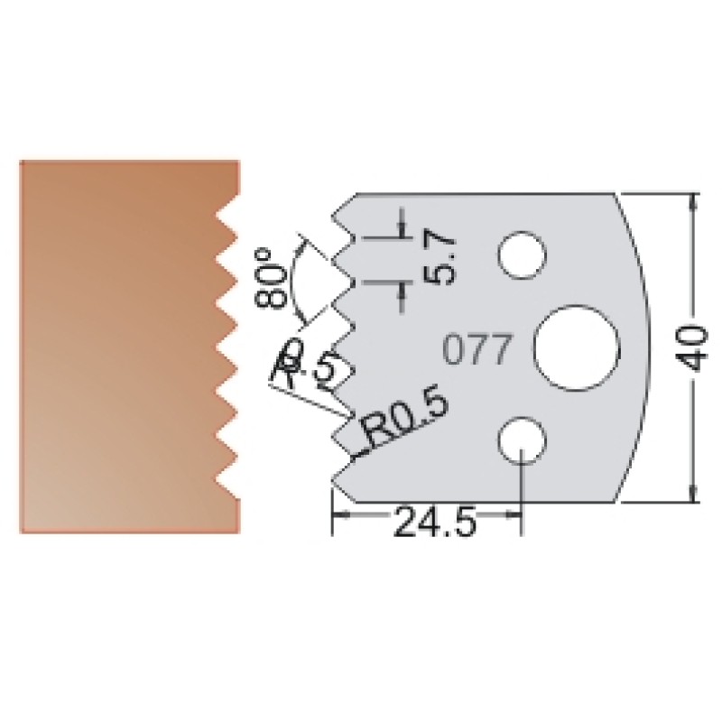 #077 40mm Knives For MPC Multi Profile Cutter (Set of 2) Dimar 3307740