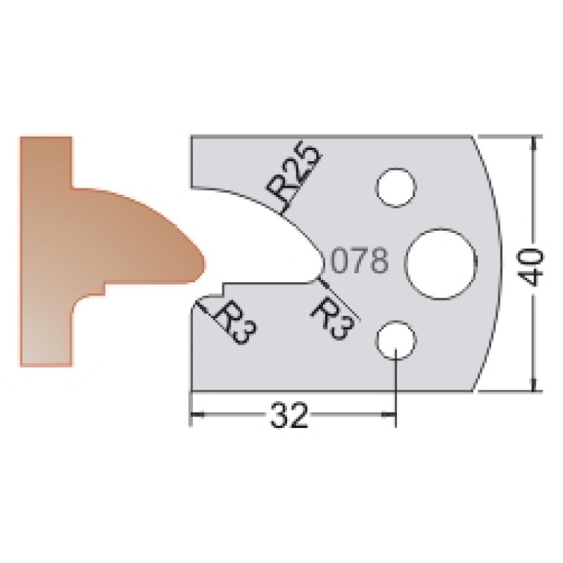 #078 40mm Knives For MPC Multi Profile Cutter (Set of 2) Dimar 3307840
