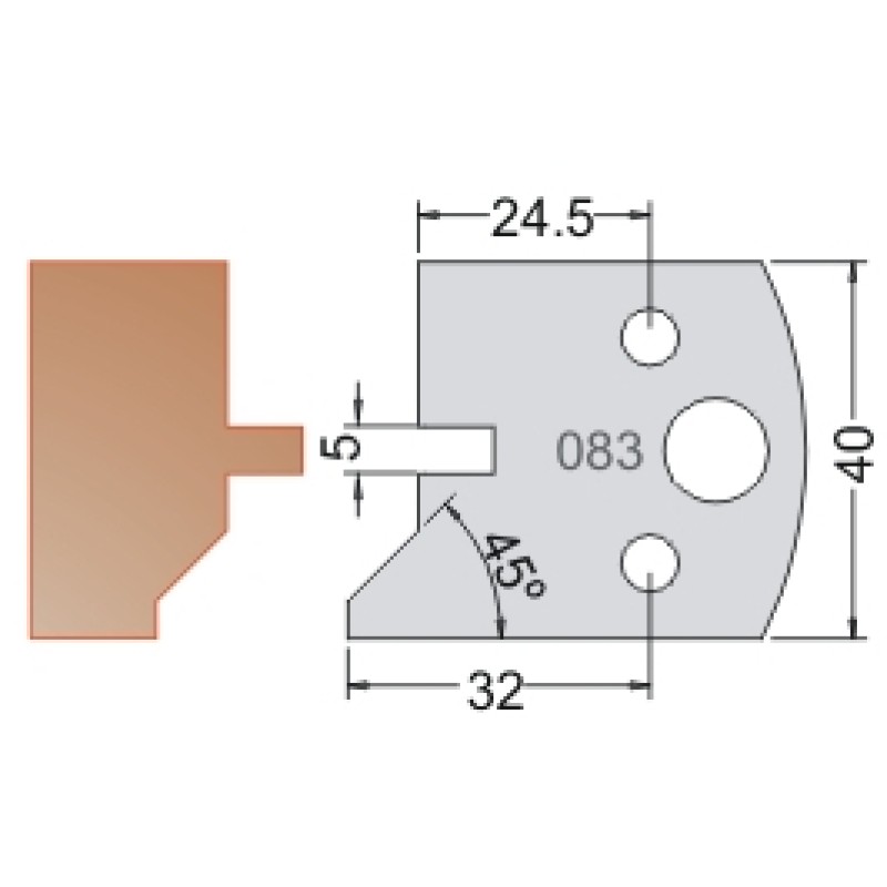 #083 40mm Knives For MPC Multi Profile Cutter (Set of 2) Dimar 3308340