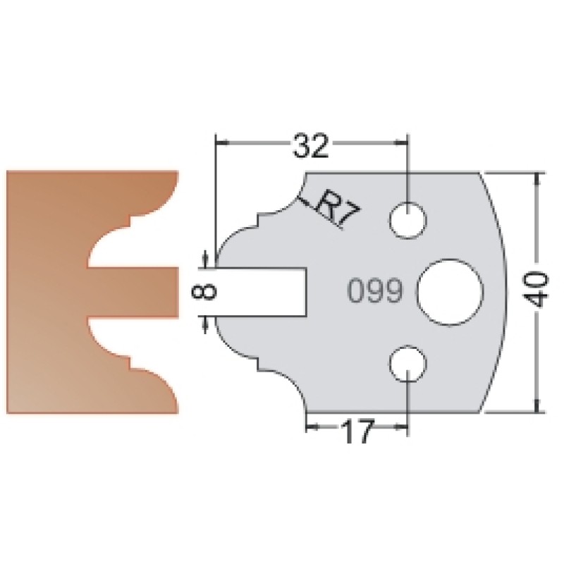 #099 40mm Knives For MPC Multi Profile Cutter (Set of 2) Dimar 3309940