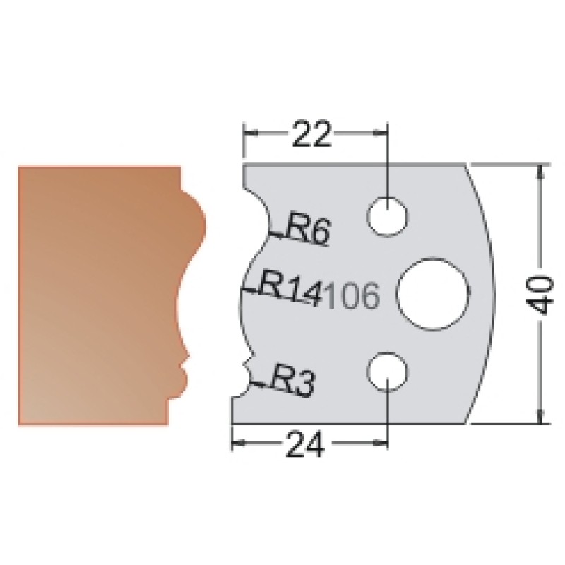 #106 40mm Knives For MPC Multi Profile Cutter (Set of 2) Dimar 3310640