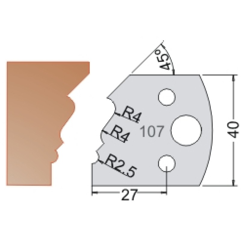 #107 40mm Knives For MPC Multi Profile Cutter (Set of 2) Dimar 3310740