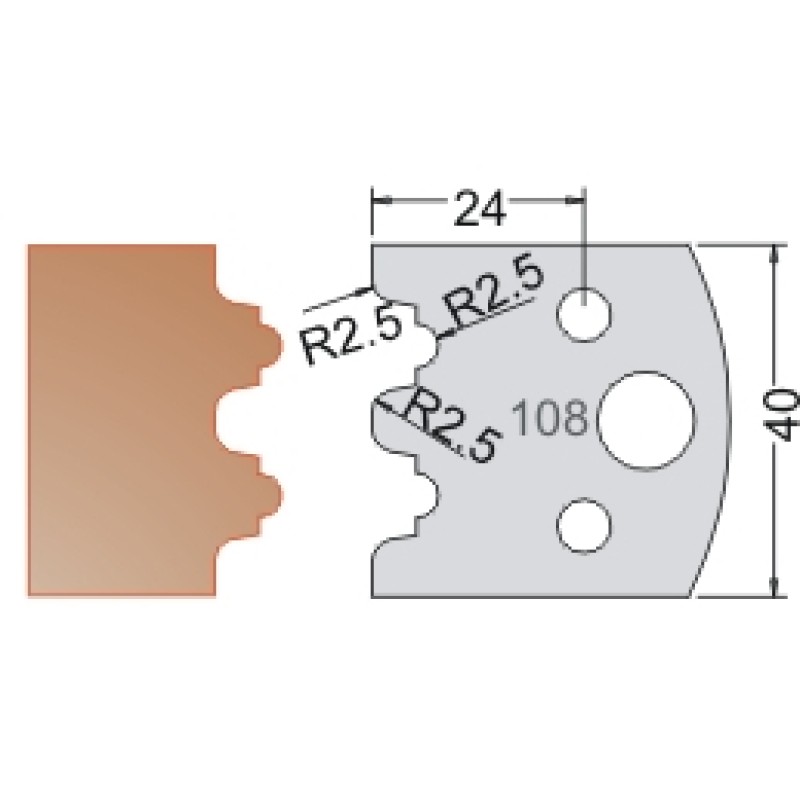 #108 40mm Knives For MPC Multi Profile Cutter (Set of 2) Dimar 3310840