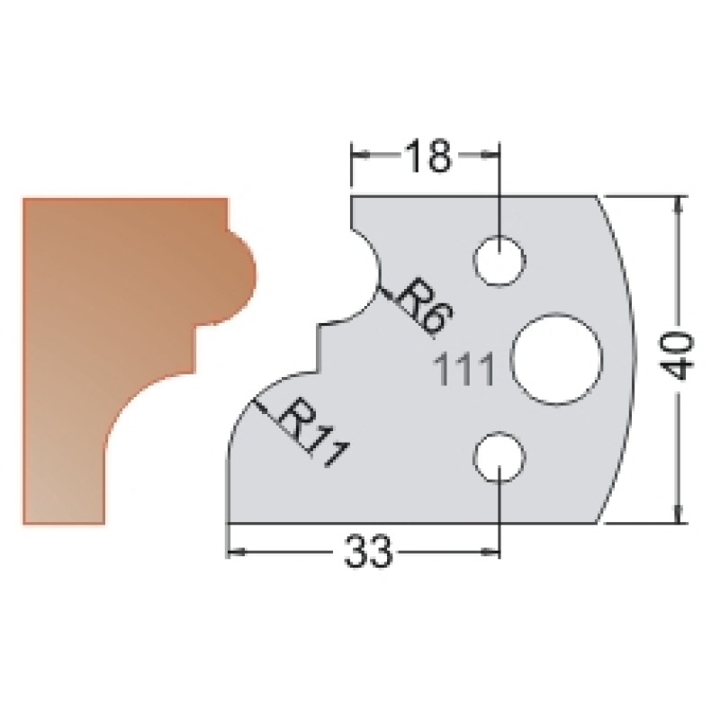 #111 40mm Knives For MPC Multi Profile Cutter (Set of 2) Dimar 3311140