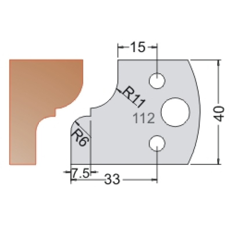 #112 40mm Knives For MPC Multi Profile Cutter (Set of 2) Dimar 3311240