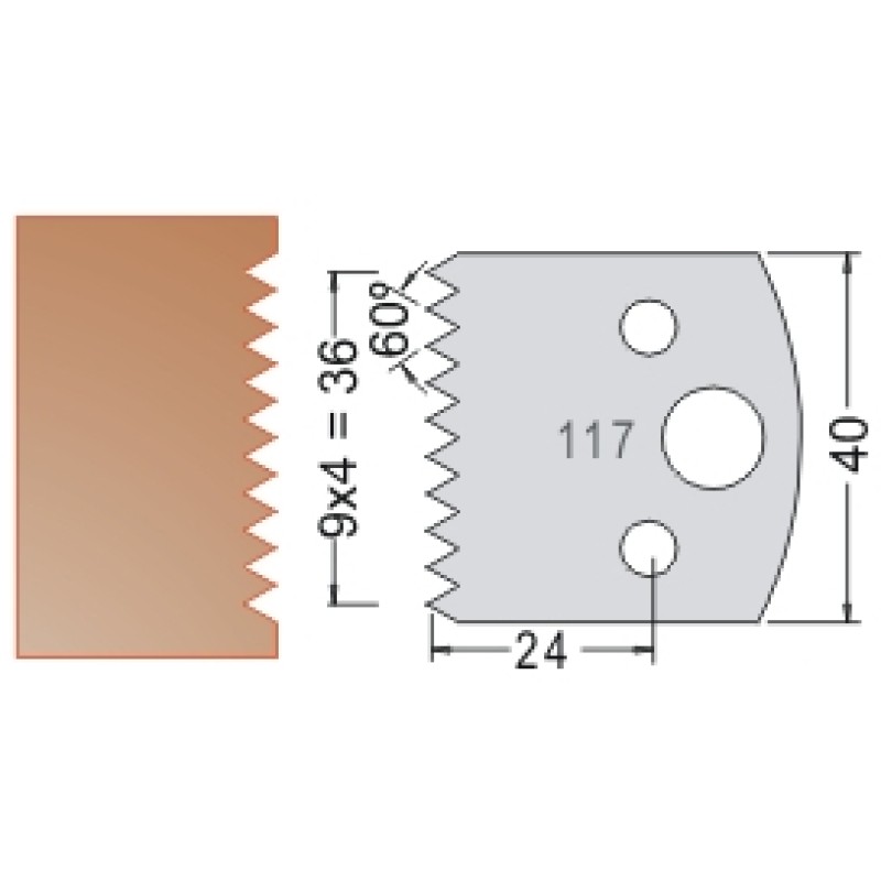 #117 40mm Knives For MPC Multi Profile Cutter (Set of 2) Dimar 3311740