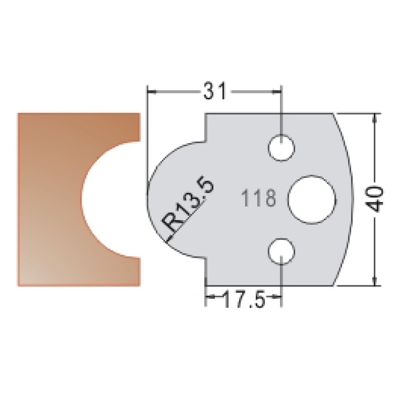 #118 40mm Knives For MPC Multi Profile Cutter (Set of 2) Dimar 3311840
