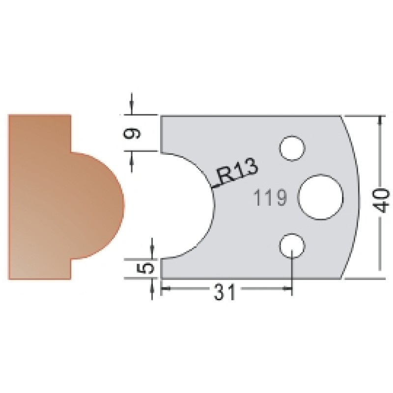 #119 40mm Knives For MPC Multi Profile Cutter (Set of 2) Dimar 3311940