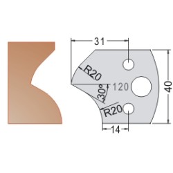 #120 40mm Knives For MPC Multi Profile Cutters (Set of 2) Dimar 3312040