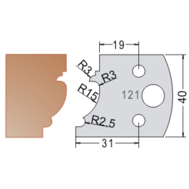 #121 40mm Knives For MPC Multi Profile Cutter (Set of 2) Dimar 3312140