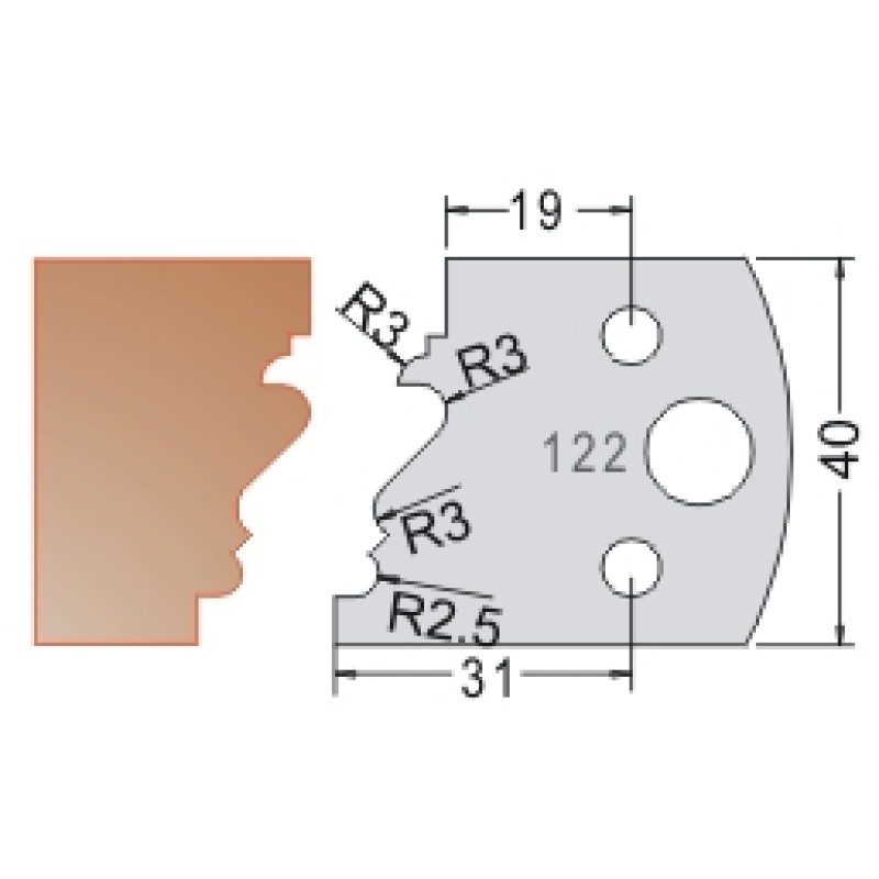 #122 40mm Knives For MPC Multi Profile Cutter (Set of 2) Dimar 3312240